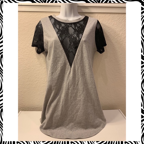 Forever 21 Tops - Forever 21 Black Gray Lace Tunic Small NWT